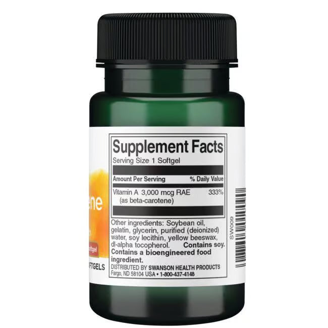 Swanson Beta karoten 3000 mcg – 100 softgel kapsula za vid i kožu