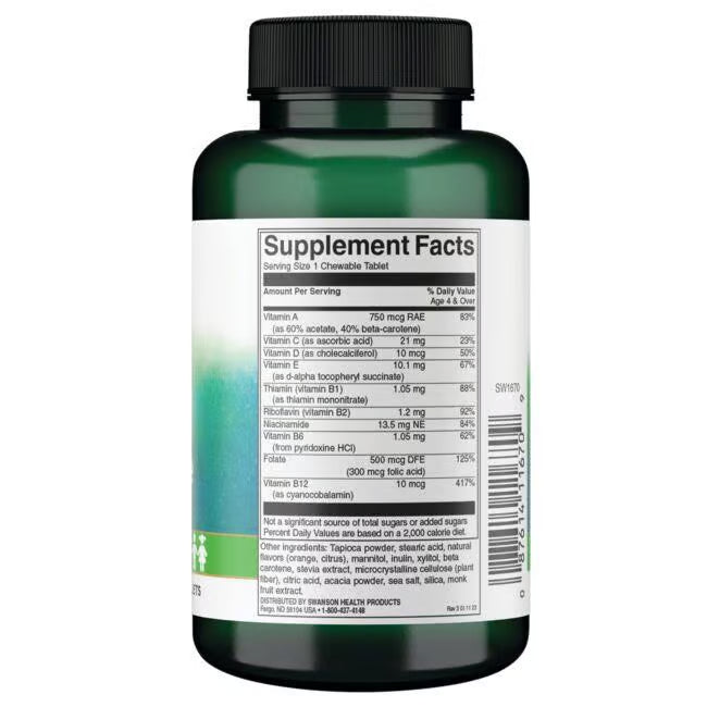 Swanson Dječiji multivitamin bez šećera – 120 tableta za rast i imunitet