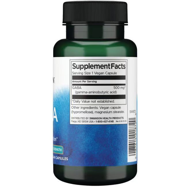 Swanson GABA 250 mg – 100 veg. kapsula za smirenost i lakše uspavljivanje