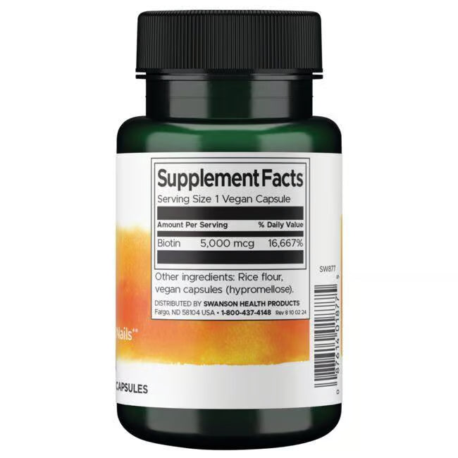 Swanson Biotin 5000 mcg – 120 veg. kapsula za kosu, kožu i nokte