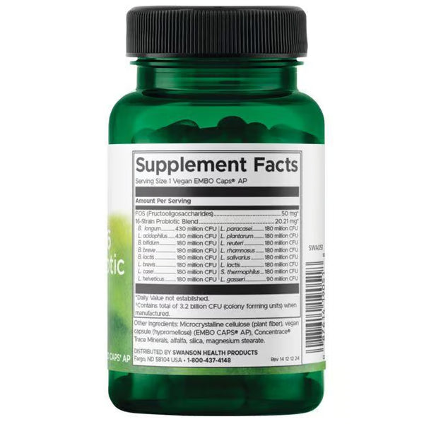 Swanson Ultimate 16 Strain Probiotic 3 milijardi CFU - 60 veg. kaps.
