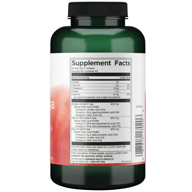 Swanson Omega 3-6-9 – 120 softgel kapsula za srce, kožu i zglobove