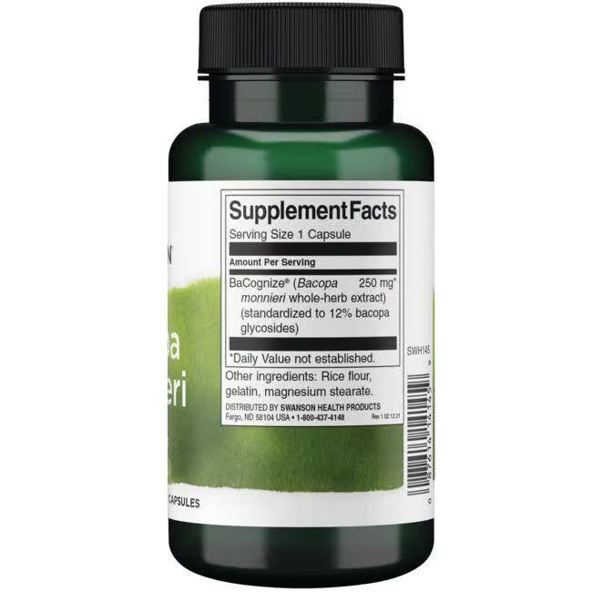 Swanson Bacopa Monnieri 250 mg – 90 kapsula za pamćenje i mentalni fokus