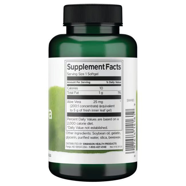Swanson Aloe Vera 25 mg – 100 softgel kapsula za varenje i želudac