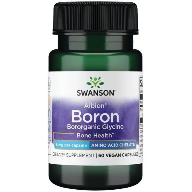 Swanson Albion Boron 6 mg – bororganic glicin, 60 veganskih kapsula za jake kosti