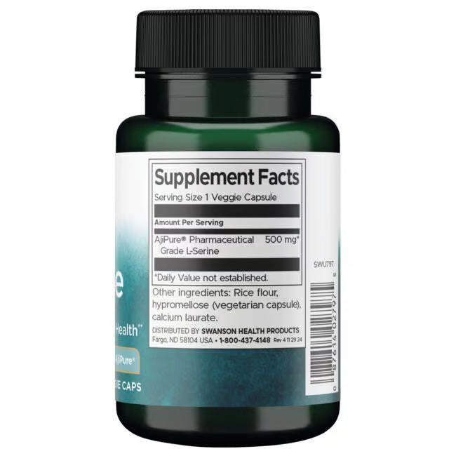 Swanson L-Serin 500 mg – 60 veg. kapsula za san i rad mozga