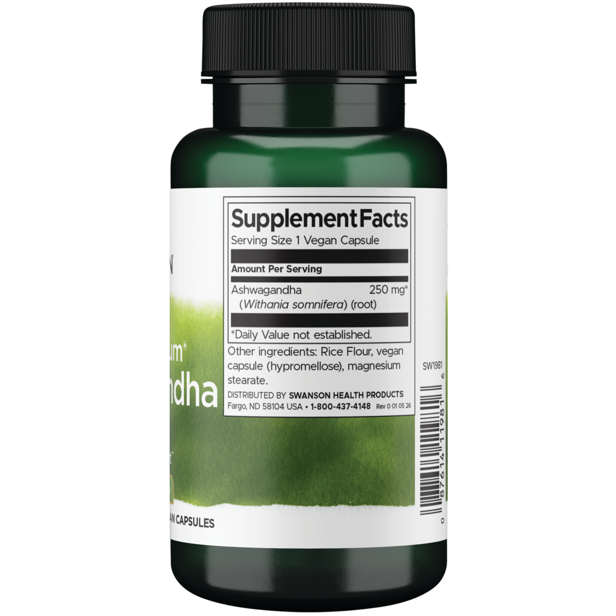 Swanson Ashwagandha 450 mg – 100 veg. kapsula za stres, san i energiju